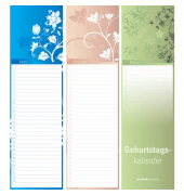 Geburtstagskalender 880810, Mini Floral, 1 Monat / 1 Seite, 9,5x33cm, Jahresunabhängig