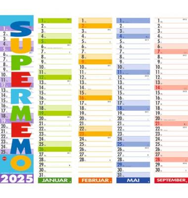 Streifenkalender 1587, Supermemo, 1 Monat / 1 Seite, 17x85cm, 2025 Streifenkalender 1587, Supermemo, 1 Monat / 1 Seite, 17x85cm, 2025