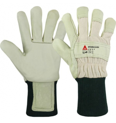Arbeitshandschuhe Bremen Super SB, Leder, grün/beige, Größe 9 / L