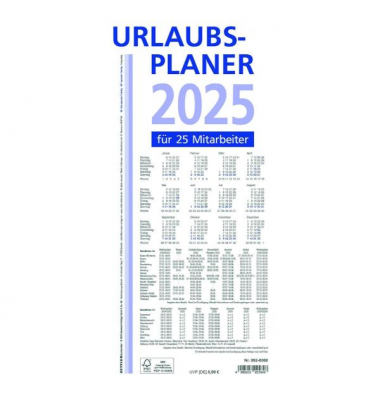 Urlaubsplaner 992-0000, 16 Monate / 1 Seite, 100x29,7cm, 2027