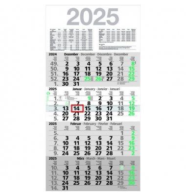 Viermonatskalender LY-M4MFGL, Recycling, 4 Monate / 1 Seite, 30x59cm, 2027