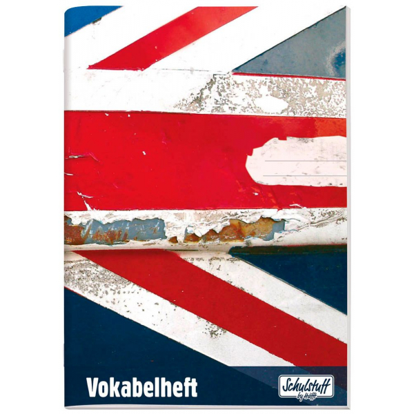 12 Stück Häfft Vokabelheft 3038-6 Schulstuff Union Jack / liniert / 2 Spalten, A5, 80g, blau/rot/weiß, 64 Blatt / 68 Seiten 9783866793934 Häfft
