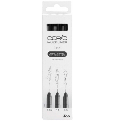 COPIC Multiliner Fineliner schwarz 0.05 + 0.1 + 0.3 mm