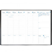 Buchkalender 024069Q, Prenote, schwarz, 1 Woche / 2 Seiten, 21x29,7cm (A4), 2027 Dez/Jan-Dez/Jan