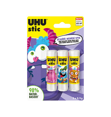 Klebestift 9000179 Monster, 3x 8,2g, Multipack