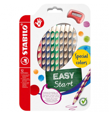 Buntstifte-Set EASYcolors 332/12-1, farbig sortiert, dreikant, ergonomisch, Packung