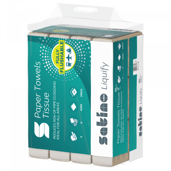 4000735363568 - Falthandtücher Satino Liquify 278071 24x21cm 2-lagig Zickzack (V-Falz) hochweiß Tissue 4000735363568 4032 Blatt