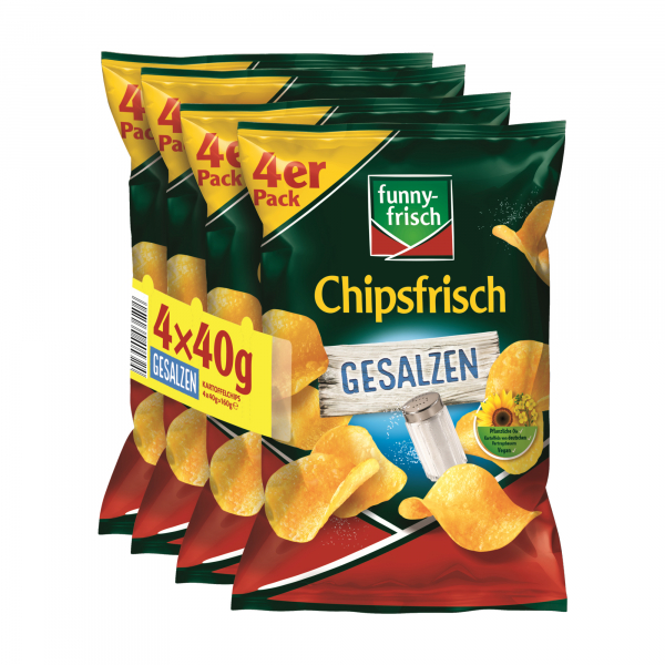 4003586102164 - funny-frisch Chipsfrisch 5216 gesalzen 4 x 40G 4003586102164 4 Stück