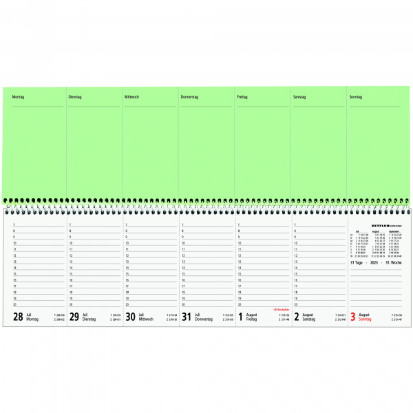 4006928024650 - Schreibtischquerkalender 136-0700 Perfo XL Recycling 1 Woche 2 Seiten 362x106cm 2025 4006928024650 Zettler 4006928024650 - Schreibtischquerkalender 136-0700 Perfo XL Recycling 1 Woche 2 Seiten 362x106cm 2025 4006928024650 Zettler
