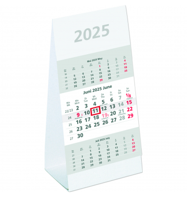 Dreimonatskalender Tischaufsteller 980-0000, 3 Monate / 1 Seite, 10,5x21cm, 2025