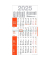 Viermonatskalender M4R1_ORANGE, 4 Monate / 1 Seite, 30x59cm, 2025