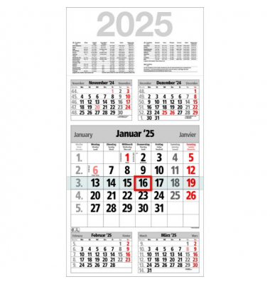 Fünfmonatskalender M5TF, Take Five, 5 Monate / 1 Seite, 30x59cm, 2025 Fünfmonatskalender M5TF, Take Five, 5 Monate / 1 Seite, 30x59cm, 2025
