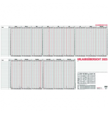 Urlaubsplaner 12-30V, 15 Monate / 1 Seite, 100x60cm, für 40 Mitarbeiter, 2026 Urlaubsplaner 12-30V, 15 Monate / 1 Seite, 100x60cm, für 40 Mitarbeiter, 2026