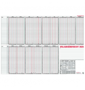 Urlaubsplaner 12-80, 15 Monate / Januar bis M&auml;rz (Folgejahr), 120x84cm, f&uuml;r 60 Mitarbeiter, 2026