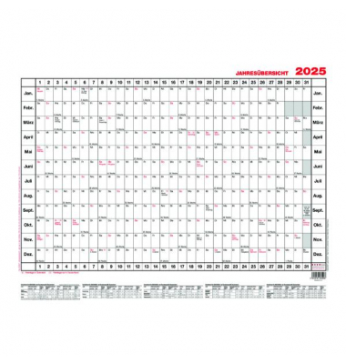 Plakatkalender 4, 12 Monate / 1 Seite, 59,4x42cm (A2 quer), 2025