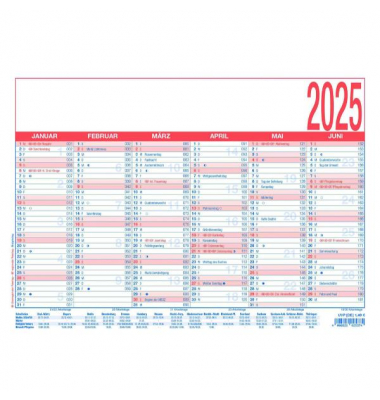 Plakatkalender 910-0015, 6 Monate / 1 Seite, 29,7x21cm (A4 quer), 2026