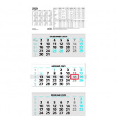 Dreimonatskalender 953-0015, 3 Monate / 1 Seite, 34x70cm, 2025