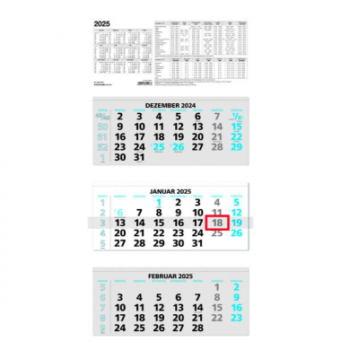 Dreimonatskalender 953-0015, 3 Monate / 1 Seite, 34x70cm, 2025 Dreimonatskalender 953-0015, 3 Monate / 1 Seite, 34x70cm, 2025