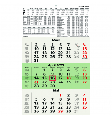 Dreimonatskalender 956-0700, NATURA, 3 Monate / 1 Seite, 29,7x48,8cm, 2025 Dreimonatskalender 956-0700, NATURA, 3 Monate / 1 Seite, 29,7x48,8cm, 2025