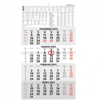 Viermonatskalender 959-0011, 4 Monate / 1 Seite, 33x58,8cm, 2025 Viermonatskalender 959-0011, 4 Monate / 1 Seite, 33x58,8cm, 2025