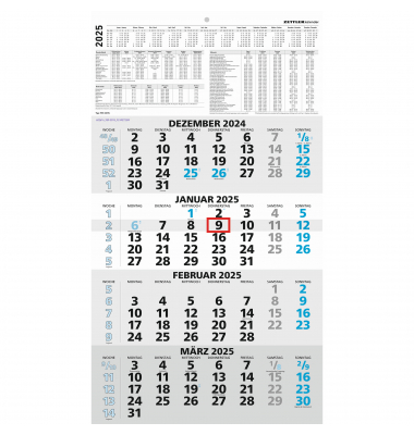 Viermonatskalender 959-0015, 4 Monate / 1 Seite, 33x59cm, 2025 Viermonatskalender 959-0015, 4 Monate / 1 Seite, 33x59cm, 2025