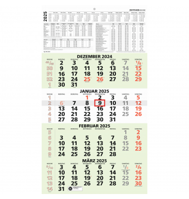 Viermonatskalender 959-0700, NATURA, 4 Monate / 1 Seite, 33x59cm, 2026