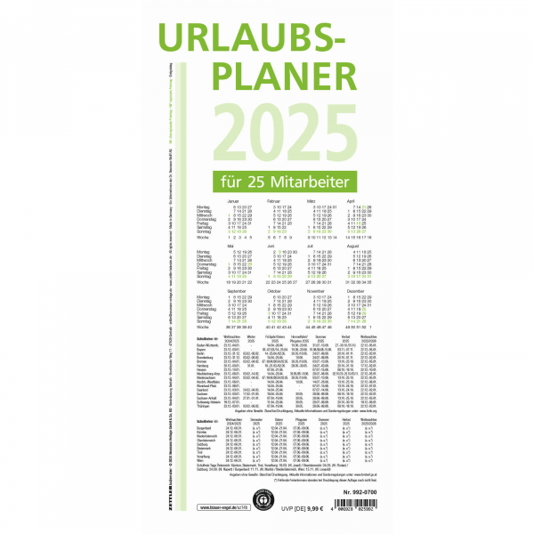 4006928022519 - Urlaubsplaner 992-0700 NATURA 16 Monate 1 Seite 100x297cm für 25 Mitarbeiter 2025 4006928022519 Zettler 4006928022519 - Urlaubsplaner 992-0700 NATURA 16 Monate 1 Seite 100x297cm für 25 Mitarbeiter 2025 4006928022519 Zettler