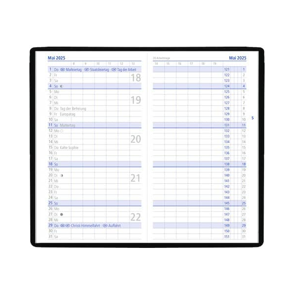 4006928022298 - Taschenkalender 520-1001 farbig sortiert 1 Monat   2 Seiten 95x16cm (A6) 2025 4006928022298 Zettler