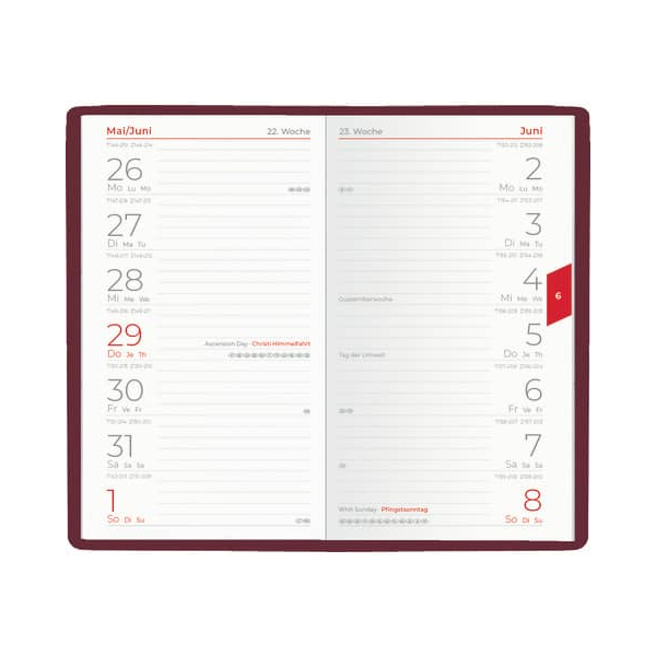 Zettler Taschenkalender 540-1101, Planer, farbig sortiert, 1 Woche / 1 Seite, 9,5x16cm (A6), 2025 4069095000780 Zettler