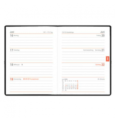 Taschenkalender 660-1001, farbig sortiert, 2 Seiten / 1 Woche, 8,3x10,7cm (A7), 2025