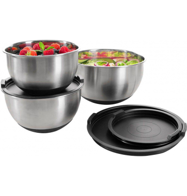 Schüssel-Set Edelstahl, Set 6-tlg. schwarz, silber
