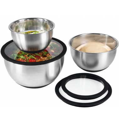 Schüssel-Set Edelstahl, Set 6-tlg. DELUXE schwarz, silber