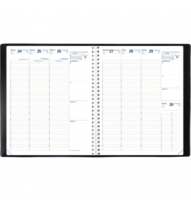 Buchkalender 02603122MQ, Eurequart, schwarz, 1 Woche / 2 Seiten, 24x30cm (A4), 2027