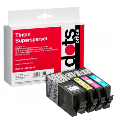  schwarz, cyan, magenta, gelb Druckerpatronen kompatibel zu HP 912XL (3YP34AE), 4er-Set