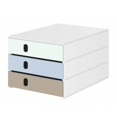 Schubladenbox styroval pro feelings, Sea Shore  weißgrün, hellblau, beige 14-8050.Se, DIN C4 mit 3 Schubladen