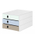 Schubladenbox styroval pro feelings, Sea Shore  weißgrün, hellblau, beige 14-8050.Se, DIN C4 mit 3 Schubladen
