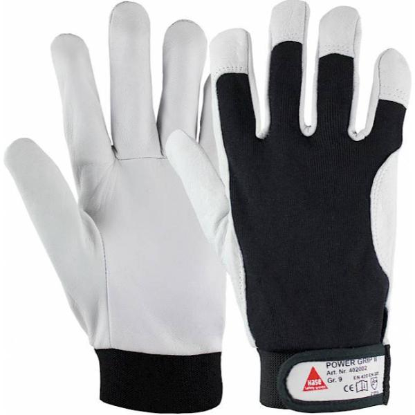 10 Paar - POWER GRIP II, 5-Fg.-Sicherheitshandschuhe aus Nappaleder - HASE - 402002 - Größe 8