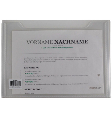 Dokumententasche - 40154-04, A5 quer, transparent farblos, Polypropylen (PP), Klettverschluss