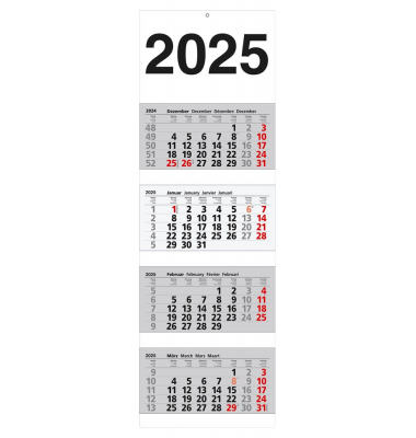 Viermonatskalender 5154, 1 Monat / 1 Seite, 30x92cm, 2026