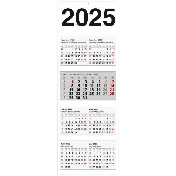 4255704327489 -  Fünfmonatskalender 5172 Combi 7 5 Monate   1 Seite 345x99cm 2025 4255704327489 Head