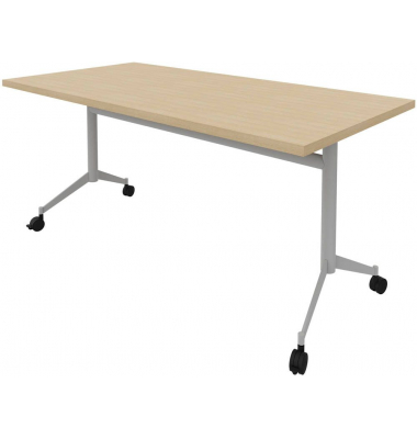 Mehrzwecktisch Pop-up eiche, alu rechteckig, T-Fuß-Gestell alu, 160,0 x 80,0 x 74,0 cm