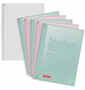 Collegeblock 10-6732896 Student Pastell, Lineatur 28 / kariert mit Rand innen/außen, A4, 90g, grün/rosa, 80 Blatt