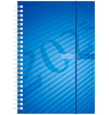 Buchkalender 5121102305, mit Spirale, blau, 1 Woche / 2 Seiten,  (A5), 2025