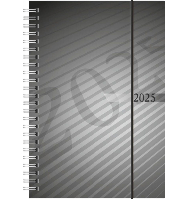 Buchkalender 5121102905, mit Spirale, anthrazit, 1 Woche / 2 Seiten,  (A5), 2025