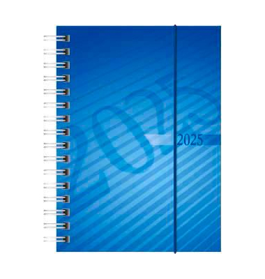 Taschenkalender 5113102305, mit Spirale, blau, 1 Woche / 2 Seiten,  (A6), 2025