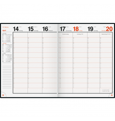 Buchkalender 7027042905, magnum, schwarz, 1 Woche / 2 Seiten, 18,3x24cm (ca. A5), 2026