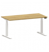 Schreibtisch eModel 2.0, elektrisch höhenverstellbar, 64-130cm (H), 180x100cm (BxT), rechteckig, hickory / weiß