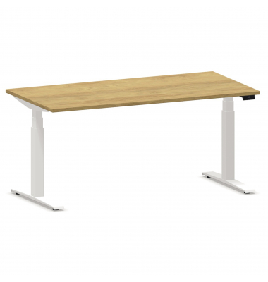 Schreibtisch eModel 2.0, elektrisch höhenverstellbar, 64-130cm (H), 180x100cm (BxT), rechteckig, hickory / weiß