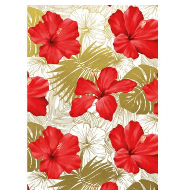 Geschenkpapier 2A.9193.3, Hibiskusblüte, 50cm x 250m, rot,grün,weiß