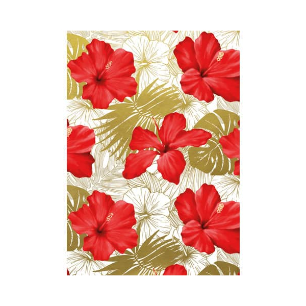 4058653703898 - Geschenkpapier 2A91933 Hibiskusblüte 50cm x 250m rotgrünweiß 4058653703898 250 Meter